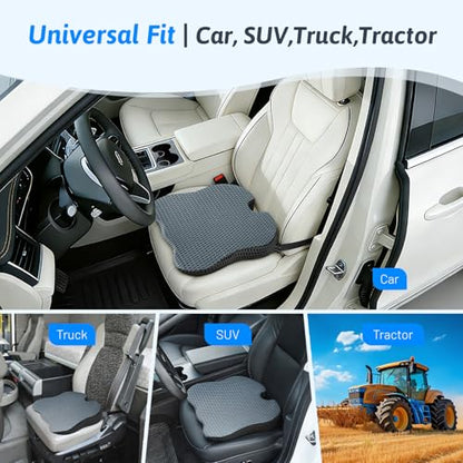 Wedge Car Seat Cushion for Better Visibility & Sciatica Pain Relief