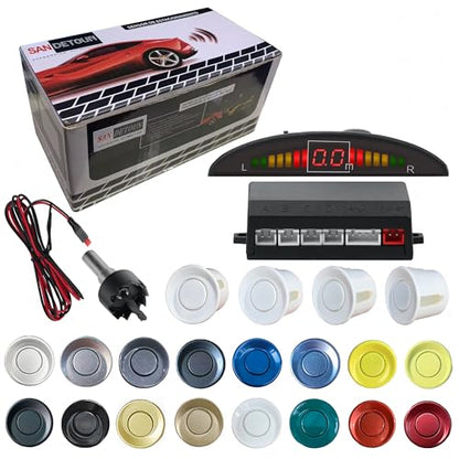 Parking Sensor Kit Backup Sensor Kit Reverse Sensor for Car 20 Color Options for Probes Adjustable Alarm Volume Professional Sensore de Reversa para Carro Safe Driving Assistant（White） (4 Count)