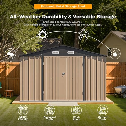 10x12 FT Outdoor Storage Shed with Floor Frame