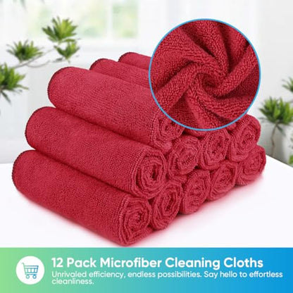 Red Microfiber Cleaning Cloth (12 Count)