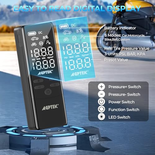 Tire Inflator Portable Air Compressor Pressure Gauge Electric