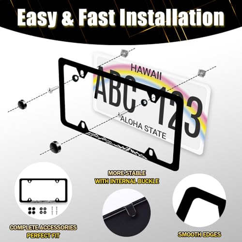 Stainless Steel Mountain Mountains License Plate Frame 12.2 x 6.2 Inch