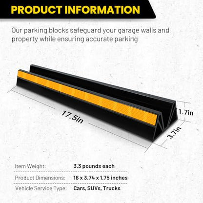 2 Pcs 18'' Parking Car Wheel Stopper for Garage with 2 Installation Methods (2 Count)