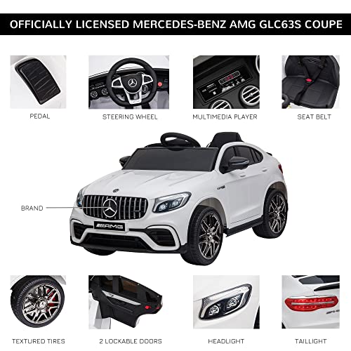 12V Toddler Ride On Car Mercedes Benz AMG GLC63S Coupe 2 Speed White