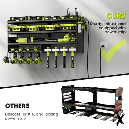 Large Power Tool Organizer Wall Mount with Charging Station