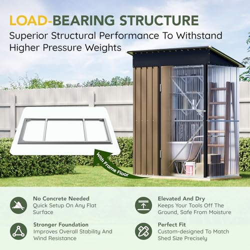 Vertical Outdoor Steel Storage Shed with Floor Frame