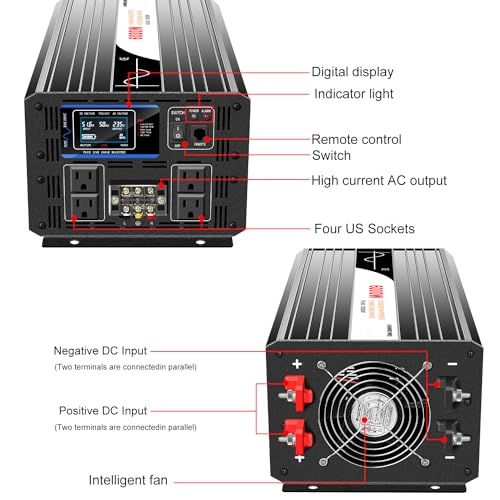 5000W Pure Sine Wave Inverter 12V DC to 120V AC Converter for Off
