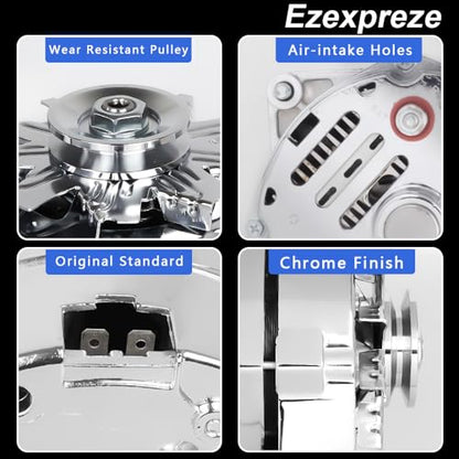 New Chrome 1 Wire Self Exciting Alternator High Output 120Amp Replacement for GM 305 350 BBC SBC 10SI for Chevy for Buick Street Rod Hot Rod
