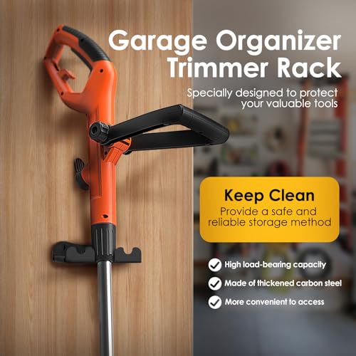 4 Pack Weed Eater Hanger Wall Mounted Bulk Weedeater Garage Trimmer Rack Heavy Duty Garden Tool Hanger Steel Weed Whackers Holder Organizer Hooks for Grass Garden Tools (4 Count)