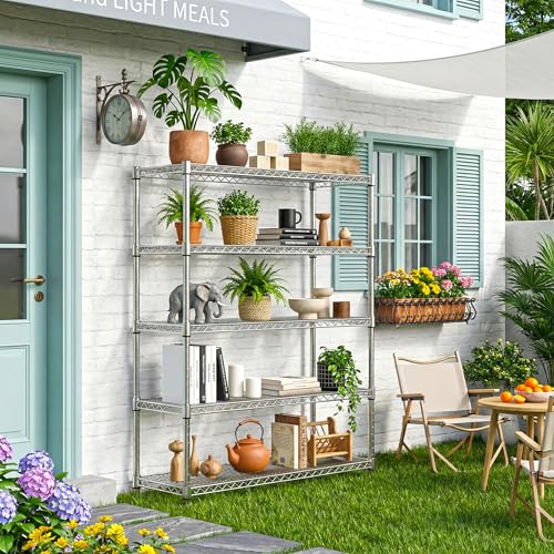 MZG 1750 lbs 5 Tier Storage Rack Metal Wire Shelving Unit (5 Count)