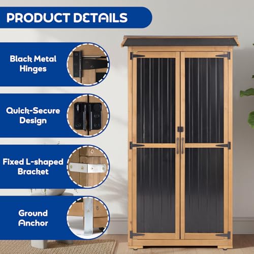 Storage Cabinet Outdoor Garage Cabinets with 3 Adjustable Shelves