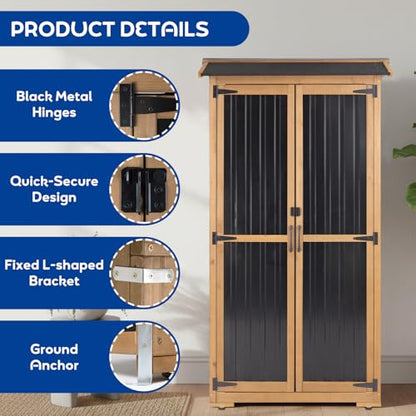 Storage Cabinet Outdoor Garage Cabinets with 3 Adjustable Shelves