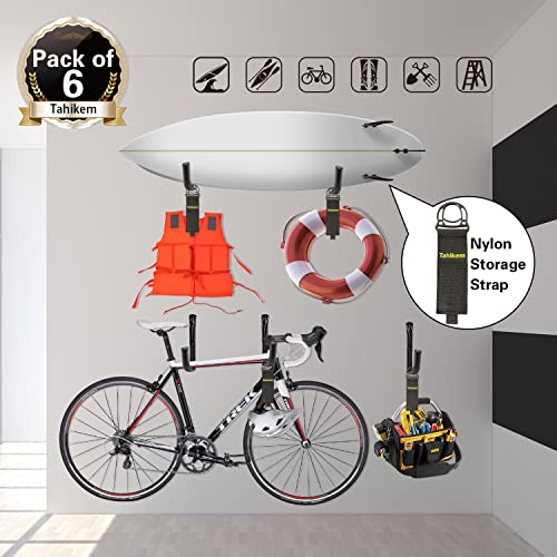 6 Pack 9 Inch Wall Mount Garage Storage Hooks for Ladder & Tools (6 Count)