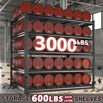 5 Tier Heavy Duty Garage Shelving for Basement Warehouse Pantry