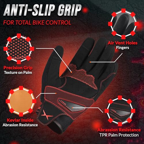Breathable Motorcycle Gloves for Men with TPR & Kevlar Palm Protection Hard Knuckles Touchscreen