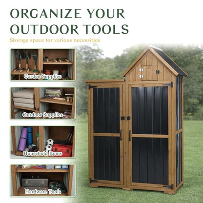Outdoor Storage Cabinet Weatherproof with 3 Adjustable Shelves
