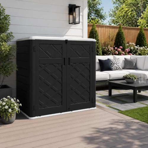 Outdoor Storage Cabinet 38 Cu.Ft Horizontal Resin Storage Shed