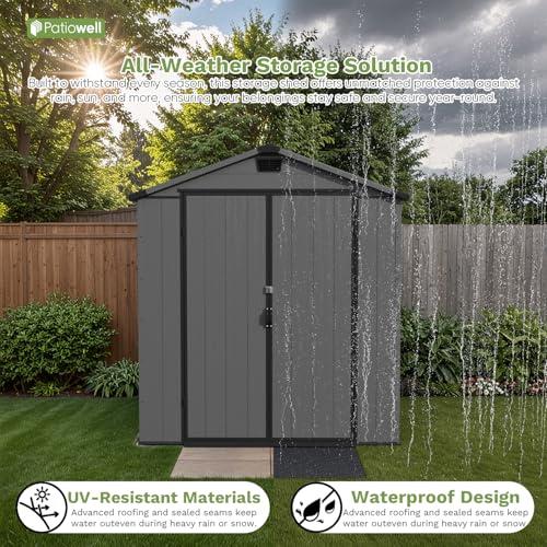 6X8 FT Plastic Outdoor Storage Shed with Floor