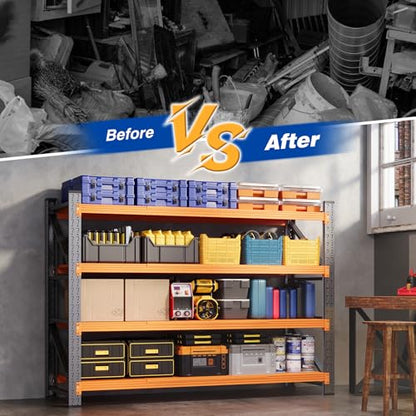 60" W Storage Shelves 5000lbs Garage Metal Shelving Heavy Duty Garage Shelves Adjustable Storage Shelves for Industrial