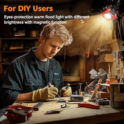 2 Pack 2400LM Magnetic Rechargeable Work Light (2 Count)