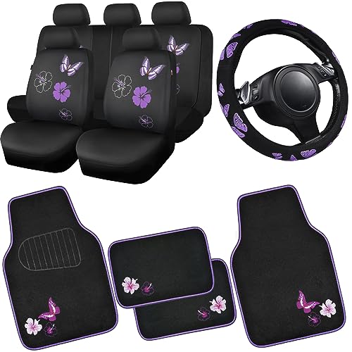 Universal Cloth Butterfly Car Seat Covers Full Set
