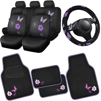 Universal Cloth Butterfly Car Seat Covers Full Set