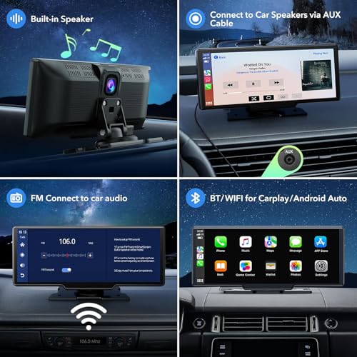 9.26" Carplay Screen for Car with 2.5K Dash Cam