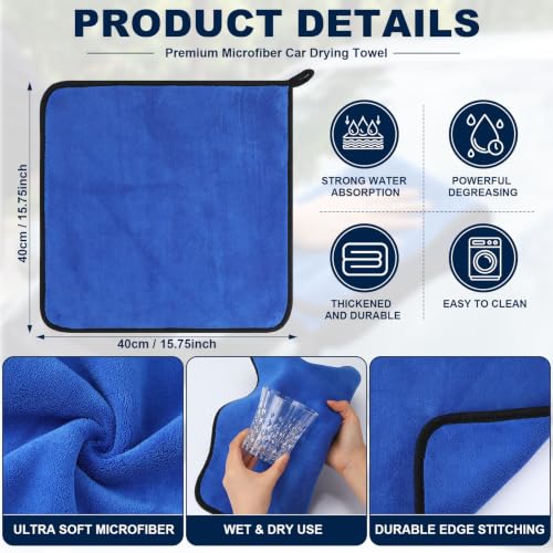 20 Pcs Microfiber Car Drying Towels Microfiber Cleaning Cloth 800 GSM Thick Plush Cleaning Dusting Cloth Auto Detailing Absorbent Towels Rags for Car Household Kitchen Window (20 Count)