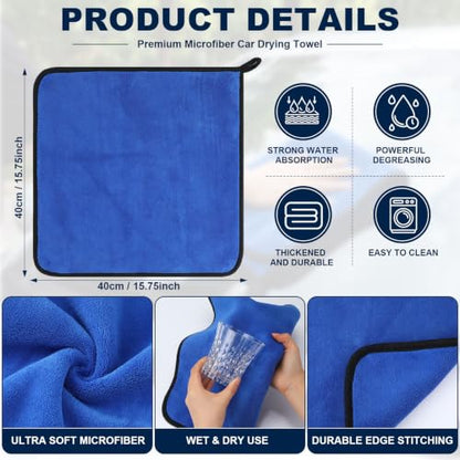 20 Pcs Microfiber Car Drying Towels Microfiber Cleaning Cloth 800 GSM Thick Plush Cleaning Dusting Cloth Auto Detailing Absorbent Towels Rags for Car Household Kitchen Window (20 Count)