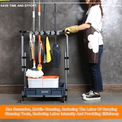 Freestanding Mobile Cleaning Tool Storage Rack