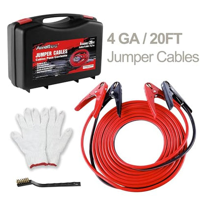 All Copper 4 Gauge 20 Feet Jumper Cables (20 Foot)