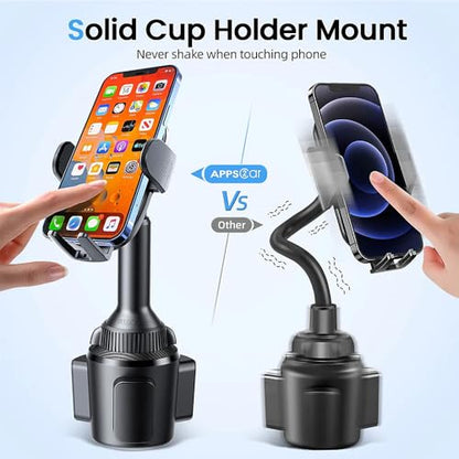 15W Qi Fast Wireless Car Charger Solid Cup Holder Phone Mount