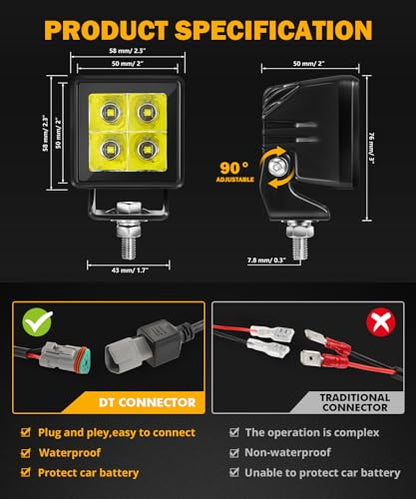 Pod Lights 2 Inch White Spot Beam Offroad LED Cube (2 Count)