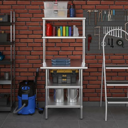 Stainless Steel Work Table with 2 Shelves