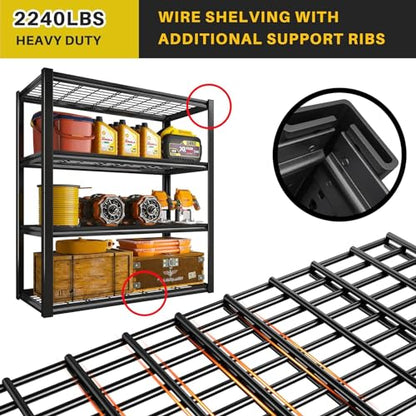 40" W Storage Shelves with Wire Mesh Panels for Garage Organization (2 Count)