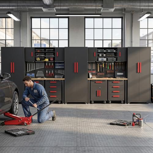 14 Pcs Garage Storage Cabinet System with Steel Cabinet