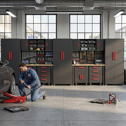 14 Pcs Garage Storage Cabinet System with Steel Cabinet