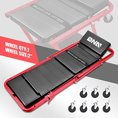 TOOLS 00193 48" 2 IN 1 Folding Rolling Garage Shop Creeper Roller Seat