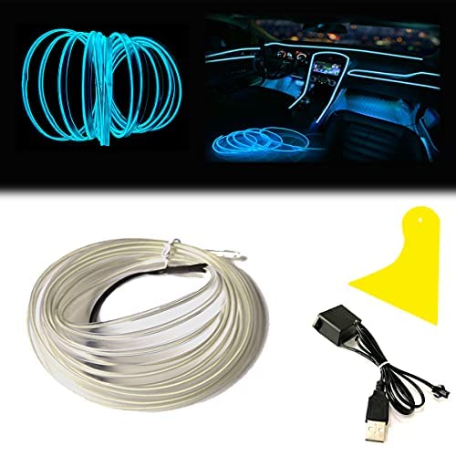 El Wire Ice Blue Interior Car LED Strip Lights