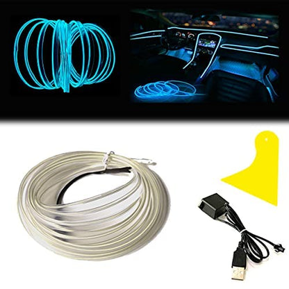 El Wire Ice Blue Interior Car LED Strip Lights