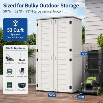 53 Cu.Ft Tall Outdoor Storage Shed with Reinforced Floor