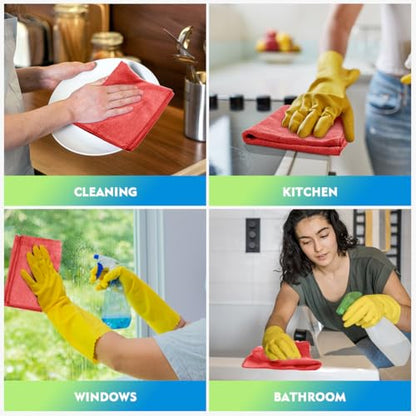 Red Microfiber Cleaning Cloth 12 Pack (12 Count)