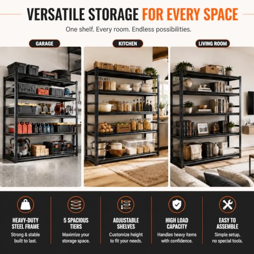 Garage Shelving 3000 LBS Adjustable Metal Storage Shelves
