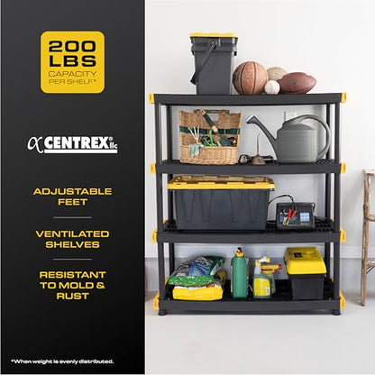 4 Tier Heavy Duty Plastic Storage Shelves for Garage Organization
