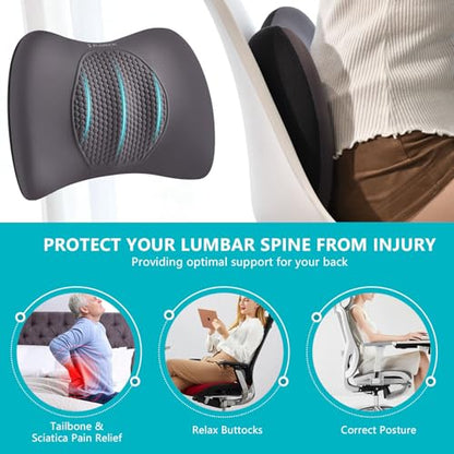 Lumbar Support with Car headrest Back Pillow for Chair Headrest Pillow with Gel Memory Foam Massage Point Memory Foam Back Pillow for Office Chair