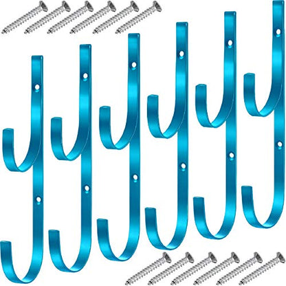 6 Pieces Pool Pole Hook Hanger Swimming Metal Brackets Pool Hook with 12 Pieces Screws for Telescopic Poles (6 Count)