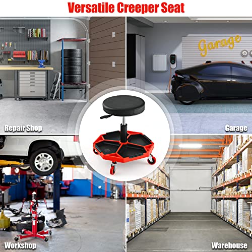 Rolling Mechanic Stool with Removable Tool Tray & Padded Cushion