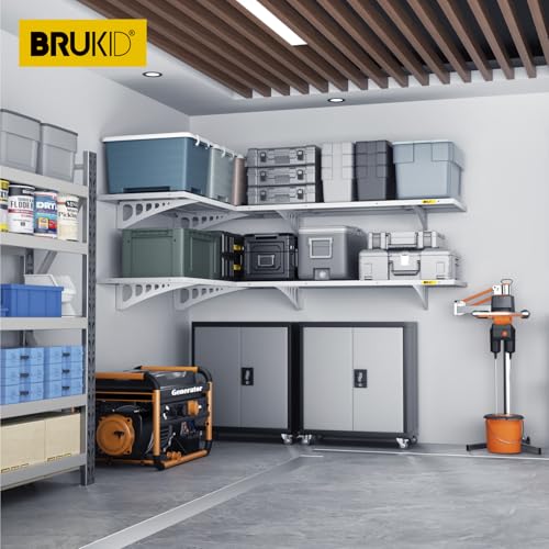 4Pack 1.64x4ft Adjustable Metal Garage Wall Shelving Heavy Duty Garage Storage Shelf Wall Mounted White (4 Count)