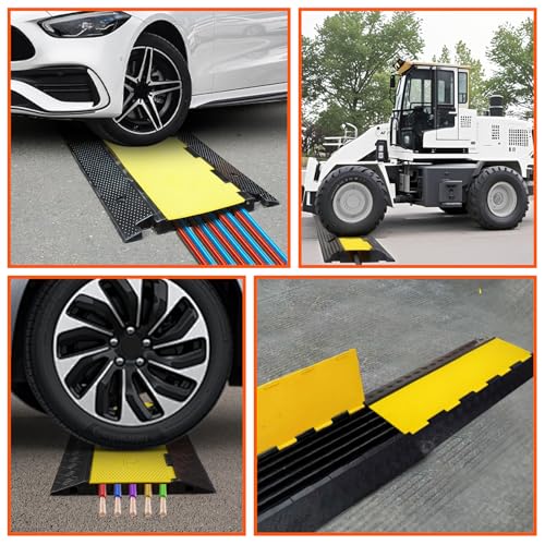 2 Pack 5 Channel Cable Protector Ramp Traffic Wire and Hose Ramp Cord Cover Heavy Duty Channels 18