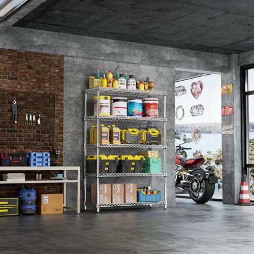 1750LBS Garage Shelving Wide Storage Shelves 5 Tier Metal Shelves Heavy Duty Adjustable Utility Shelf Rack